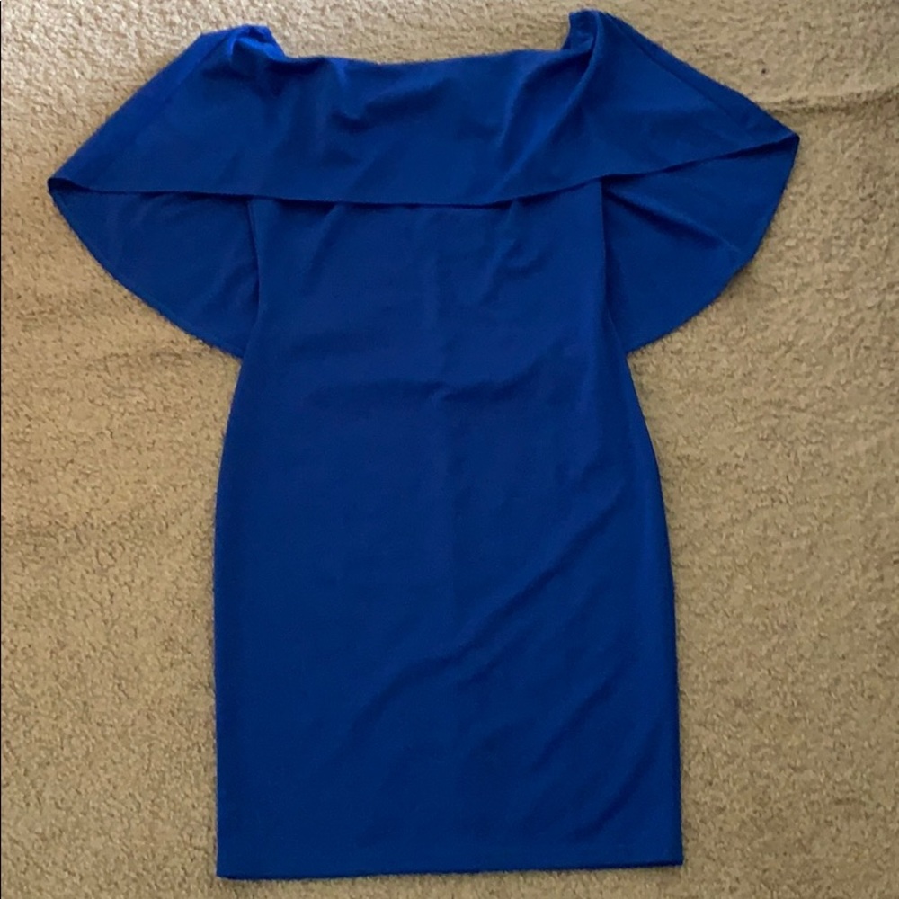Bodycon Royal Blue Cape Dress